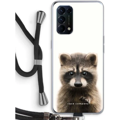 Afbeelding van Case Company® hoesje met Koord geschikt voor Oppo Find X3 Lite Rocco Telefoonhoesje Zwart Bescherming aan alle Kanten en Over de Schermrand