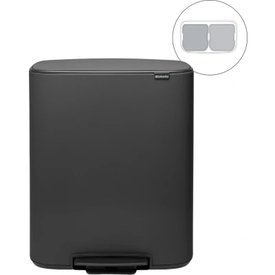 Afbeelding van Brabantia Bo Prullenbak 2 x 30 liter Afvalscheiding Mineral Infinite Grey