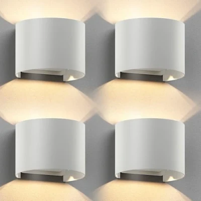 Afbeelding van RUNEL wandlampen, 4 stuks, voor buiten, IP65, up and downlight, mat zwart, rond, max.1 x G9 10 W