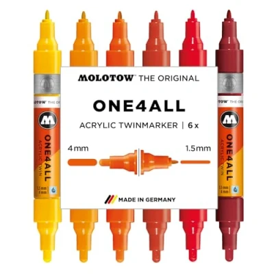 Afbeelding van MOLOTOW ONE4ALL MARKERSET TWIN 1,5+4MM HOT 6X