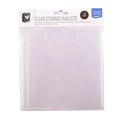 Afbeelding van Vaessen Creative 8 transparante opbergzakken voor het organiseren en bewaren van reliëfplaten, snijmatrijzen, ornamenten andere creatieve benodigdheden, papier kunststof, 20 cm x