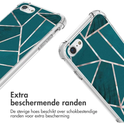 Afbeelding van imoshion Hoesje Geschikt voor iPhone SE (2022) / (2020) 8 7 Design met Koord Petrol Green Graphic