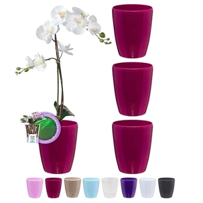 Afbeelding van SANTINO Set van 4 zelfbewaterende potten met lontsysteem en waterniveau indicator voor orchideeënpot binnen D 15 cm (paars, 2 l)