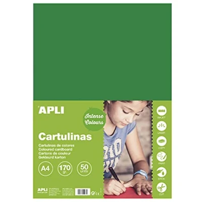 Image de Apli 14246 50 feuilles de papier cartonné Couleur : Vert foncé Format A4