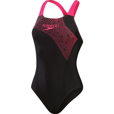 Afbeelding van Speedo Womens Medley LOGO Piece Badpak, Dames, Maat: 44, Black/electric pink