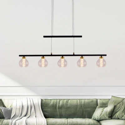 Afbeelding van LED hanglamp Brass 5 lamps verstelbaar