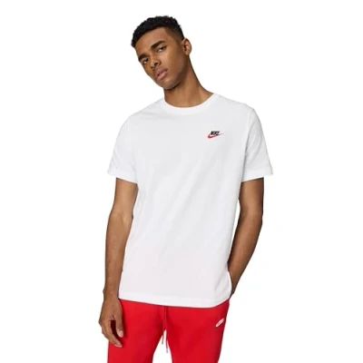 Afbeelding van Nike Heren korte mouw T shirt M Nsw Club Tee, wit/zwart/University Red, AR4997 100, 3XL