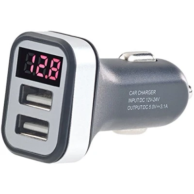 Image de Chargeur USB 12V avec avertisseur de tension, 2x USB, 3,1 A