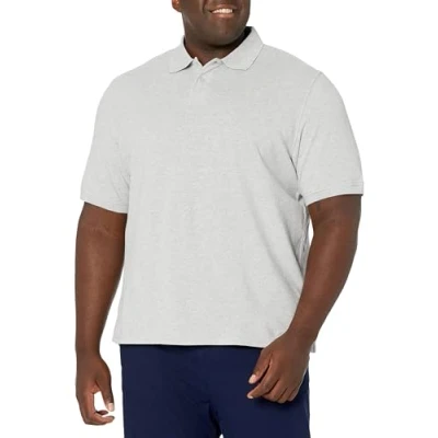 Image de Amazon Essentials Polo en piqué de coton pour homme (disponible grande taille large), gris clair chiné, L