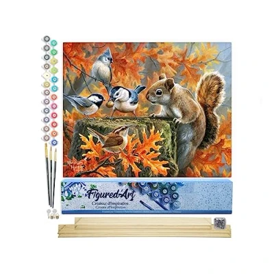 Afbeelding van Figured&#039;Art Schilderen op Nummer Volwassenen canvas Eekhoorn Handwerk acrylverf Kit DIY Compleet 40x50cm met houten lijst
