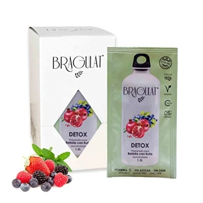 Afbeelding van BRAGULAT Fruitdrank met detox, instant dranken en verfrissingen in poeder, aroma&#039;s zonder suiker, vitamine C B12, 15 zakjes