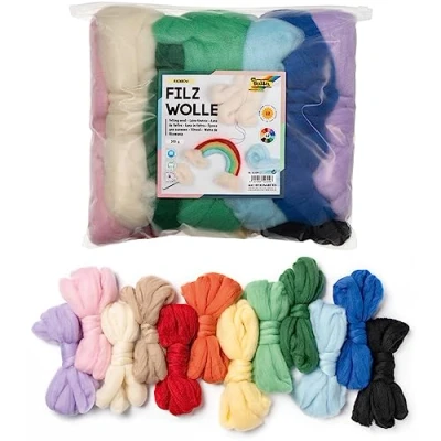 Afbeelding van Folia 52309 gekaarde wol, ca. 360 g zak 12 kleuren gesorteerd