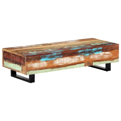 Afbeelding van Salontafel 120x50x30 cm massief gerecycled hout en staal
