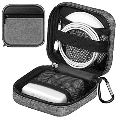 Afbeelding van Finpac Opbergtas voor MacBook oplader, kleine tas elektronische laptopaccessoires, Magic Mouse, USB sticks, kabel, powerbank, opbergetui, organizer op reis of werk, zwart