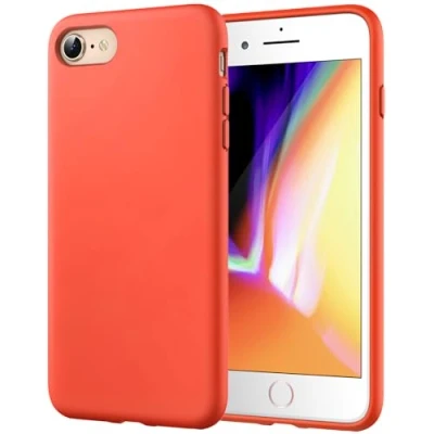Afbeelding van JETech Siliconen beschermhoes voor iPhone SE 3/2 (model 2022/2020), 8/7, rondom bescherming met zijdeachtig gevoel, zachte binnenvoering van microvezel (oranje kurkuma)