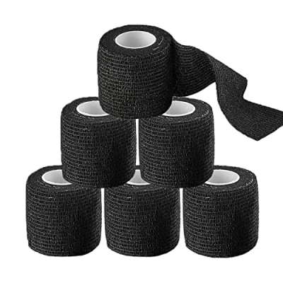 Afbeelding van Unihuby Set van 6 tattoo plakstrips 5 x yards Elastische bandage Zwart