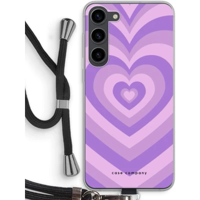 Afbeelding van Case Company® hoesje met Koord geschikt voor Samsung Galaxy S23 Plus Hart Paars Telefoonhoesje Zwart Bescherming aan alle Kanten en Over de Schermrand
