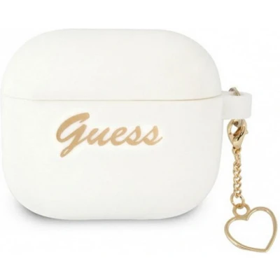 Afbeelding van Guess Silicone Heart Charm Case Geschikt voor Apple Airpods 3 Wit