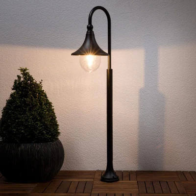 Afbeelding van Lindby Tuinpad verlichting 1licht aluminium, polycarbonaat H: 120 cm E27 zwart, transparant
