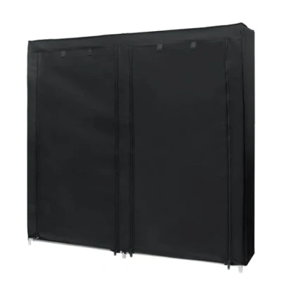 Afbeelding van Intirilife opvouwbare garderobekast 120x30x110 cm in RABEN SCHWARZ met ritssluiting Linnengarderobe Schoenrek Dressoir 12 vakken Campinggarderobe textielen kapstok