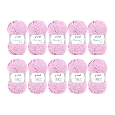 Afbeelding van Gründl Wol Classico (Öko TEX gecertificeerd haakgaren 50% scheerwol (Merino Superwash) &amp; polyacryl, 50g/120m, naalddikte 3,5 4,5, 10 bollen à 50g) roze