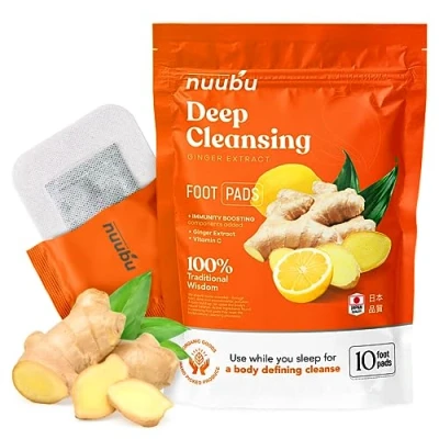 Afbeelding van Nuubu Ginger Detox Voetfles (1 stuk) voor stress en diepslap 100% natuurlijke voetpads met bamboe inwerppoeder het verwijderen van geschenken reiniging lichaam