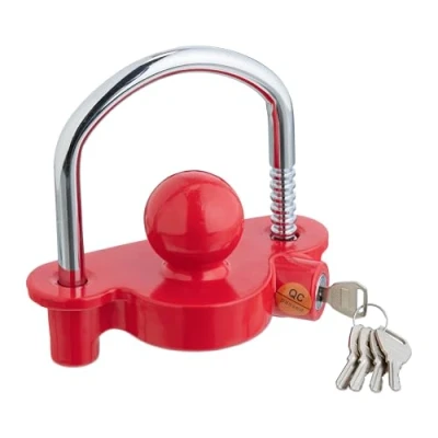 Afbeelding van Relaxdays aanhangerslot auto aanhangwagen slot caravan aanhanger koppelingsslot rood