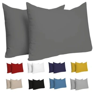 Afbeelding van Dreamzie Kussensloop, 30 x 50 cm (2 stuks), 100% katoen jersey, 150 g/m², beige, kussensloop cm, katoen, duurzame en hypoallergene kussenovertrek voor hoofdkussens