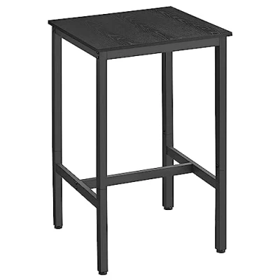 Afbeelding van VASAGLE Hoge tafel, vierkante bartafel, stalen frame, eenvoudige montage, voor keuken, woonkamer, industriële stijl, ebbenhoutzwart en zwart, 60 x 92 cm,