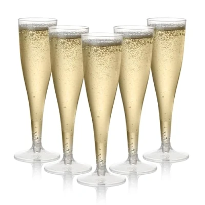 Afbeelding van MATANA 48 Herbruikbare Plastic Champagneglazen 130ml voor Bruiloften, Verjaardagen, Kerst &amp; Feesten