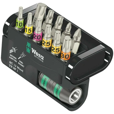 Afbeelding van Wera Bit Check 12 Wood TX HF 1 05057435001 Bitset delig Torx, Kruiskop Phillips, Pozidriv