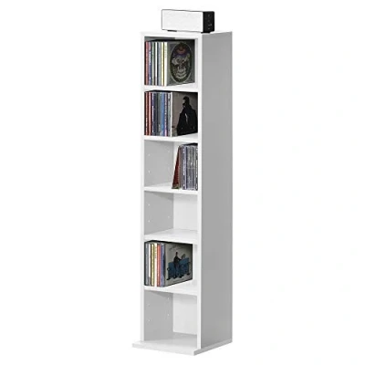 Afbeelding van CD DVD kast vakkenkast met 6 planken 90x20x20 cm wit