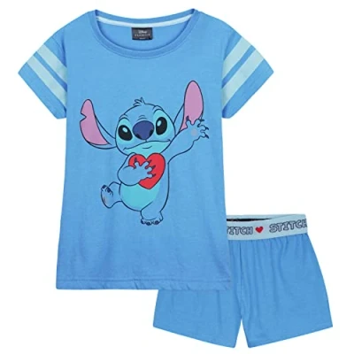 Afbeelding van Disney Stitch pyjama voor meisjes, pyjamaset, short, tienermeisjes, cadeau 4 14 jaar, Stitch, Lejoor, Blauwe