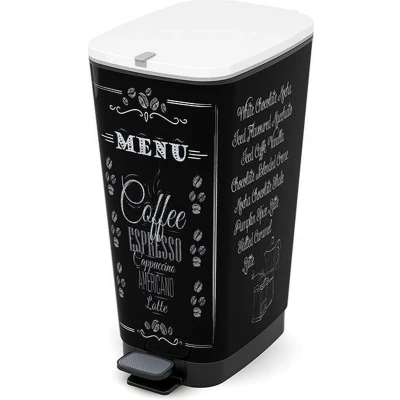 Afbeelding van Kis Chic Bin Coffee Menu Pedaalemmer 50L zwart/wit