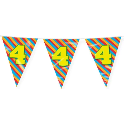 Afbeelding van Vlaggenlijn slinger 4 jaar party 10 meter