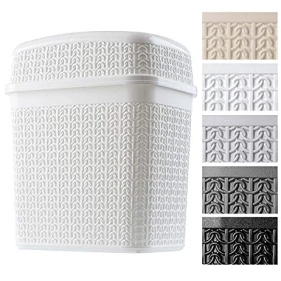 Afbeelding van KADAX Kunststof badkamerafvalemmer met kanteldeksel, afvalemmer voor badkamer, keuken, oscillerend deksel, badkameremmer, binnenemmer (5 l, wit)