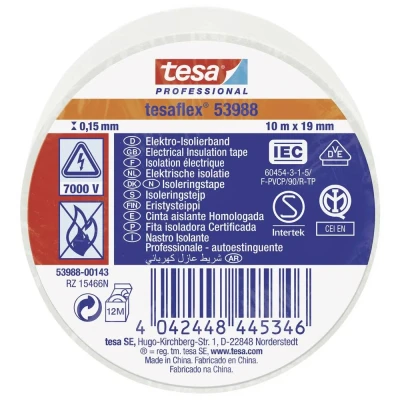Afbeelding van tesa tesaflex IEC 53988 00143 00 Isolatietape Wit (l x b) 10 m 19 mm 1 stuk(s)