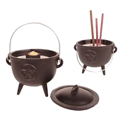 Afbeelding van Cauldron (heksenketel) pentagram 12x9.5 1080 Gietijzer Zwart