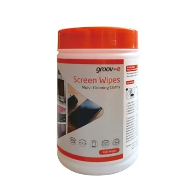 Afbeelding van Groov e 100 multifunctionele reinigingsdoekjes, eenvoudige vochtige doekjes voor toetsenborden, camera&#039;s, monitoren, telefoons en meer, hersluitbare container