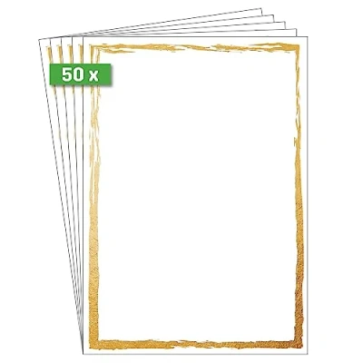 Afbeelding van Papier met motief Sigel, Golden frame, tweezijdig motief, superieure k