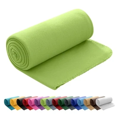 Afbeelding van Oeko Tex fleecedeken, ca. 130 x 160 cm, 400 g, antipilling behandeling, gezoomde rand, grasgroen