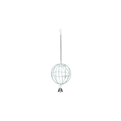 Afbeelding van Beeztees Voederbal met deur en bel van verchroomd metaal, voor knaagdieren/haas, 12 cm