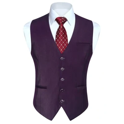 Afbeelding van Enlision Feestelijk vest voor heren, effen, maat XS 4XL, Paars.
