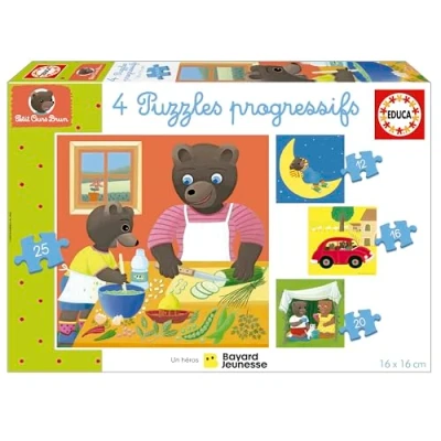 Image de Puzzle Educa Petit Ours Brun Progressif 12, 16, 20, 25