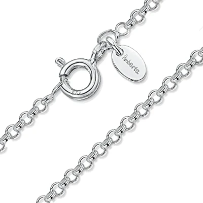 Afbeelding van Amberta Sieraden Echt 925 Sterling Zilver Keten Rolo Jasseron Halskettingen Collier voor Vrouwen en Man Unisex Lengte: 50cm