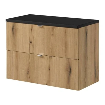 Afbeelding van Wastafelonderkast Newport met 2 lades 80x60x40 cm eikenkleurig en zwart [en.casa]