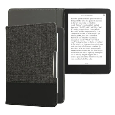 Afbeelding van kwmobile hoes geschikt Voor Kobo Aura Edition 2 Canvas beschermhoes in antraciet / zwart e reader
