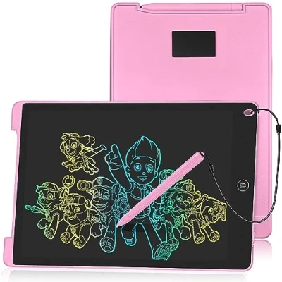 Image de HOMESTEC Jouet Enfant Fille Cadeau, pour Filles de 2, 3, 4, 5, 6 Ans, Tablette a Dessin 12 Pouces, Jouets éducatifs Effaçables Tout Petits, Noël, Nouvel an, Anniversaire,Rose