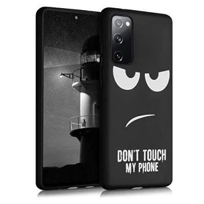 Afbeelding van kwmobile telefoonhoesje geschikt voor Samsung Galaxy S20 FE Hoesje smartphone in wit / zwart Backcover van TPU Don&#039;t Touch My Phone design