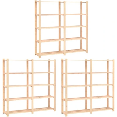 Afbeelding van VidaXL Opbergrekken 5 laags 3 st 170x38x170 cm grenenhout 500 kg